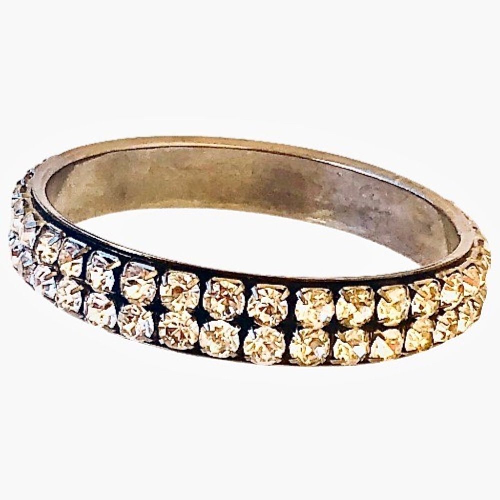 Rhinestone Vintage Bangle Braclet Clear Prong Set as is